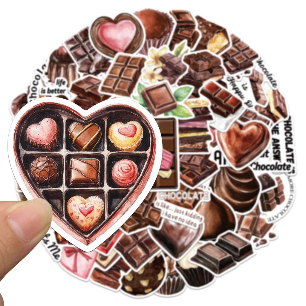 50PCS Chocolate Stickers Exquisite Handheld Materials Phone Cases Laptop Suitcases Water Cups Waterproof Stickers