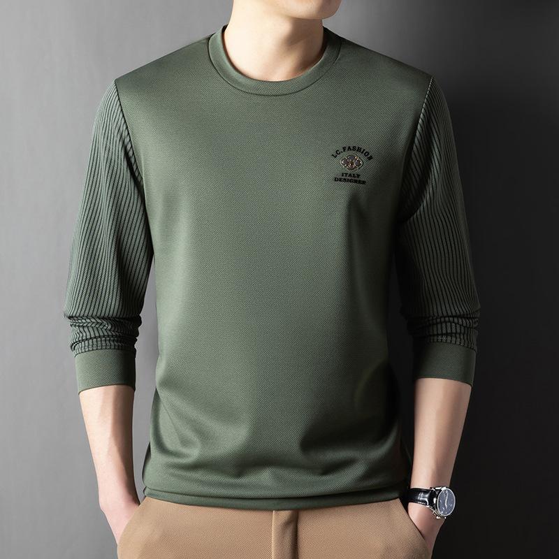 Spring New Men's Sweatshirts, Fashionable Casual Long-sleeved T-shirts, Young Men's Tops, Round-neck Bottoming Shirts