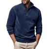 Men's Long Sleeved Zipper Stand Up Collar Sweatshirt Men's Collar Imitation Leather Thread Pullover Top