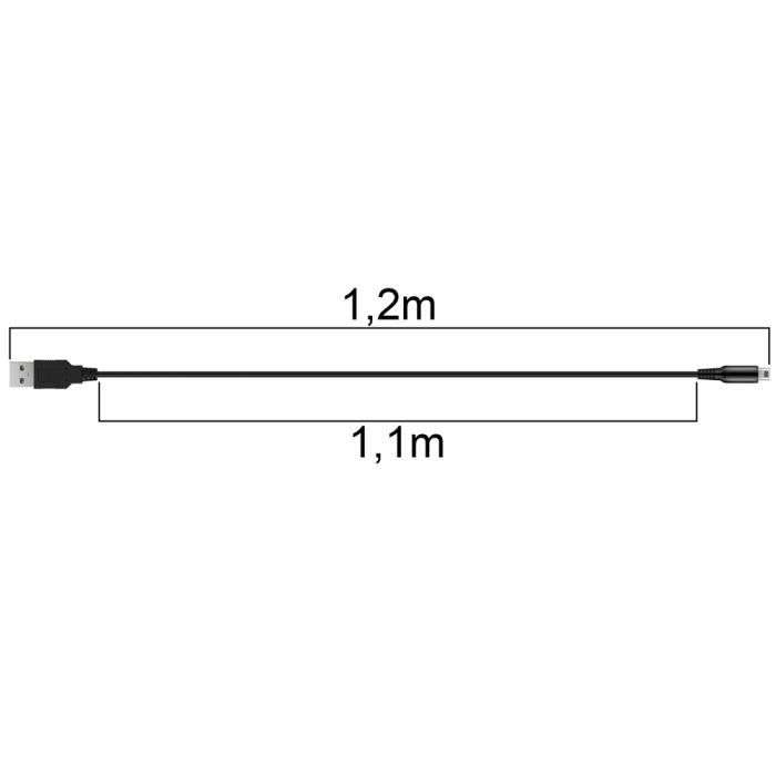 Câble De Charge USB - OCIODUAL - Compatible Nintendo 3DS/2DS/DSi - 1,20 M - Noir - Chargeur