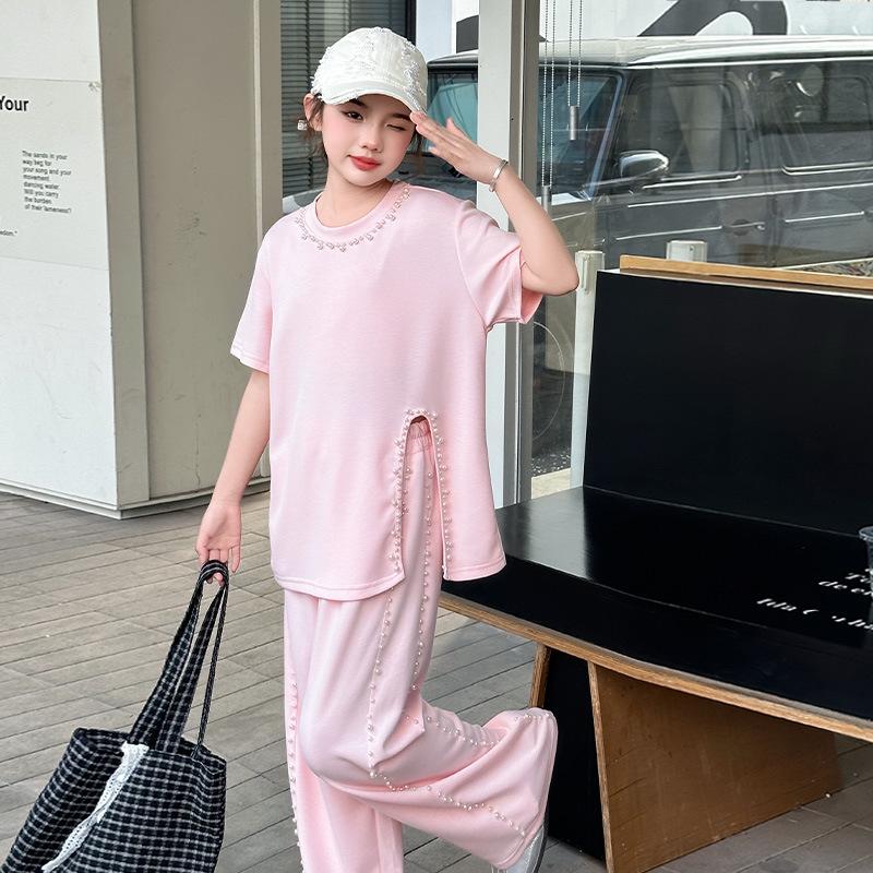 

Модный летний костюм из двух частей для девочек-социалиток 2025: Высококлассный, Модный, Тонкий 170 cm розовый