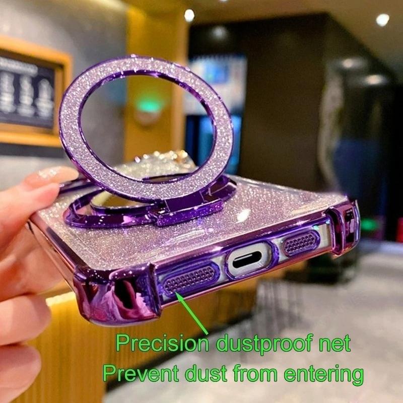 For Samsung Galaxy A16 4g 5g A15 A14 A13 A12 A22 A25 A35 A55 Four Corner Anti-shock Plating Case A 16 Makeup Mirror Stand Cover