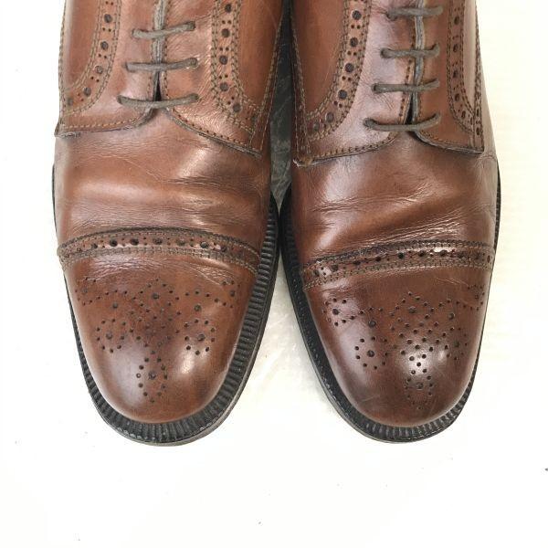 MARIANO CAMPANILE/Vintage Leder Straight Tip Semi-Brogue Schuhe/6/24.5-25.0/Braun/Business(GEBRAUCHT)