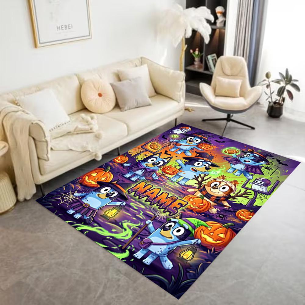 Bluey's Soccer Celebration Personalized Text Floor Mat Suitable for Dining Room Decorate Room Kitchen Bedrooms Anti-slip Rug Office Home Decor