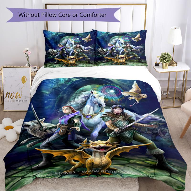 Set Biancheria da Letto Stile Gotico Traspirante Copripiumino con Federe Biancheria da Letto Decorativa per Camera da Letto Decorazione Casa Regalo di Compleanno