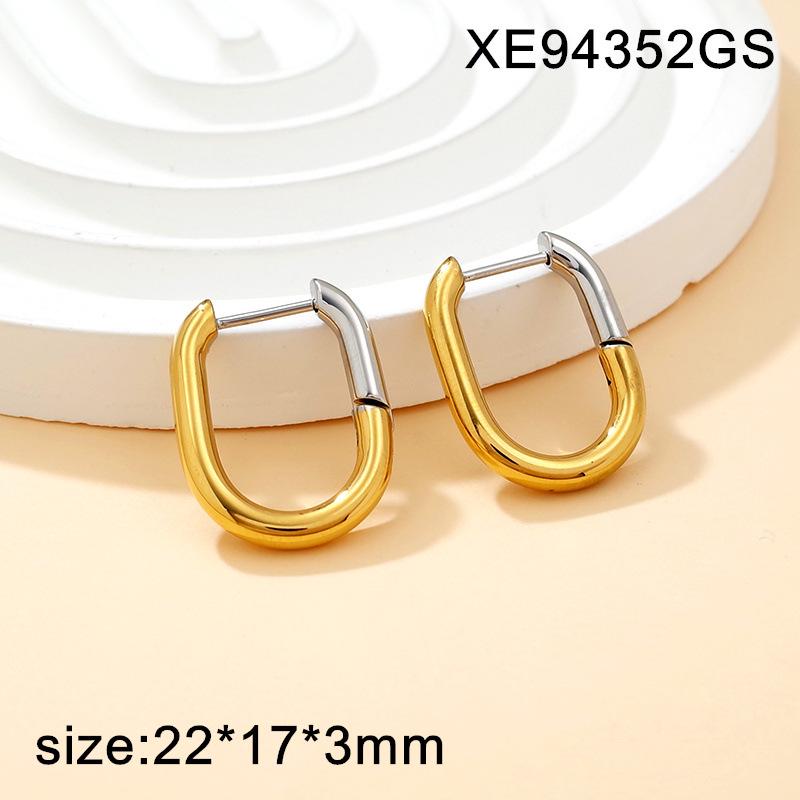 2026 Titanium Steel Gold Plated Geometric Earrings: Women's Light Luxury, Simple Fashion European Style Set.