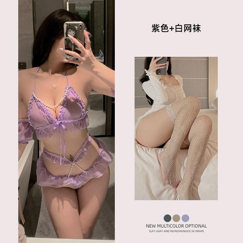 New Sexy Underwear Women's Sexy Lace Suspender Hip Skirt Uniform Temptation Three Points
