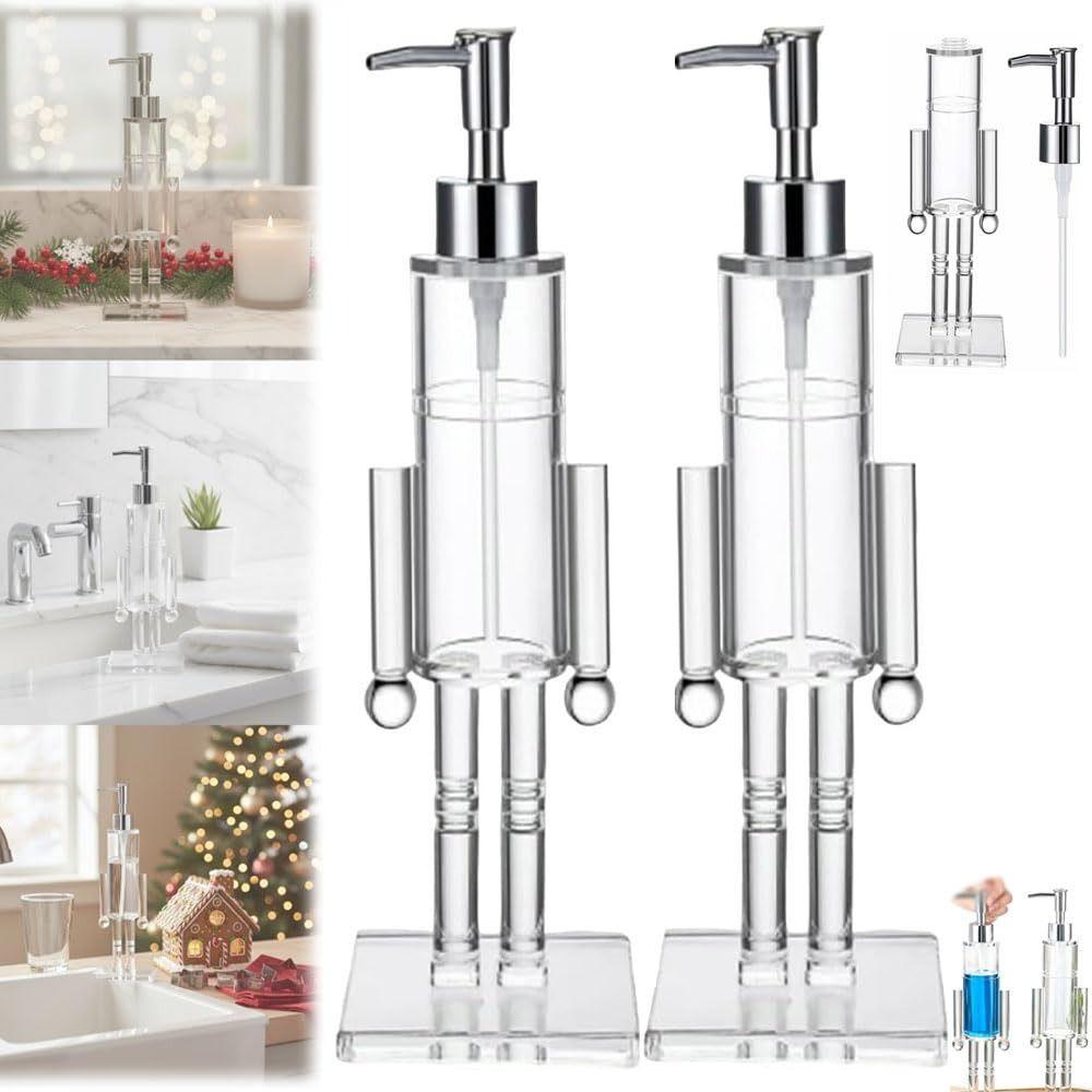 Transparent Nutcracker Soap Dispenser Refillable Home Kitchen Accessories Decor Christmas Hand Soap Bottle Acrylic