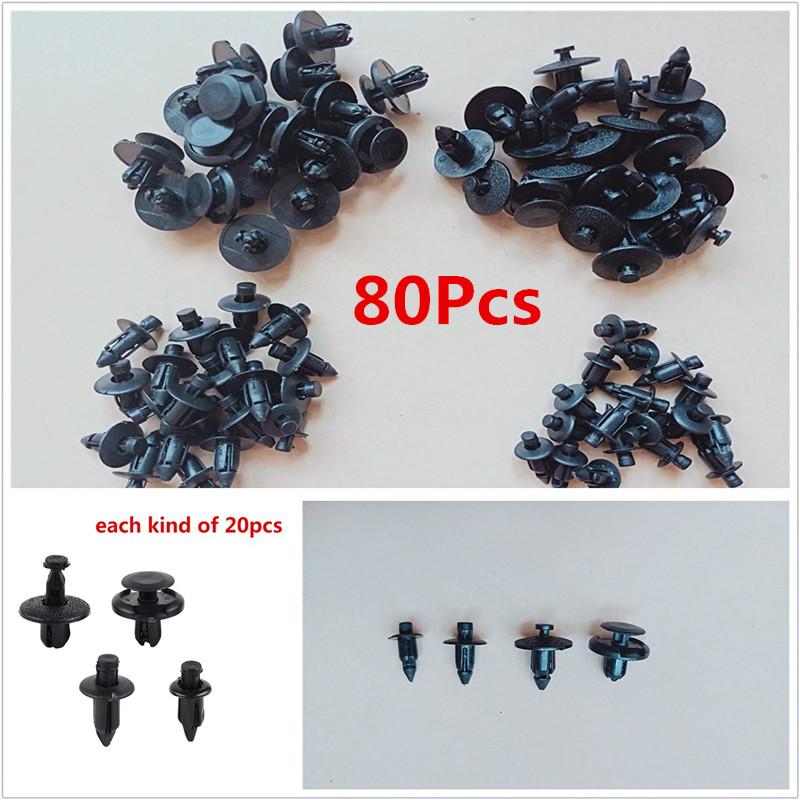 80PC Universal Motorcycle ATV Bike Fairing Bodywork Fastners Push Pry Rivets Kit