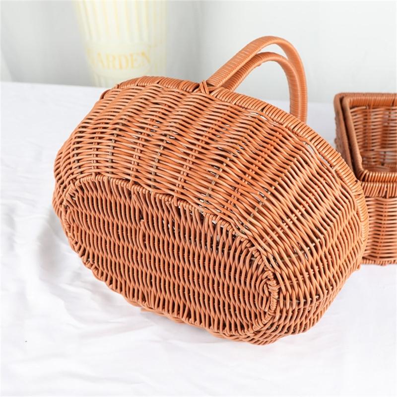 Handwoven Florals Basket Practical Eggs Fruit Storage Basket Flower Baskets with Handle Elegant Ornaments for Women Girl
