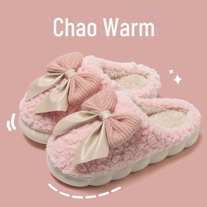 Women Polka-dot Cotton Slippers Cozy Home Shoes for Autumn and Winter