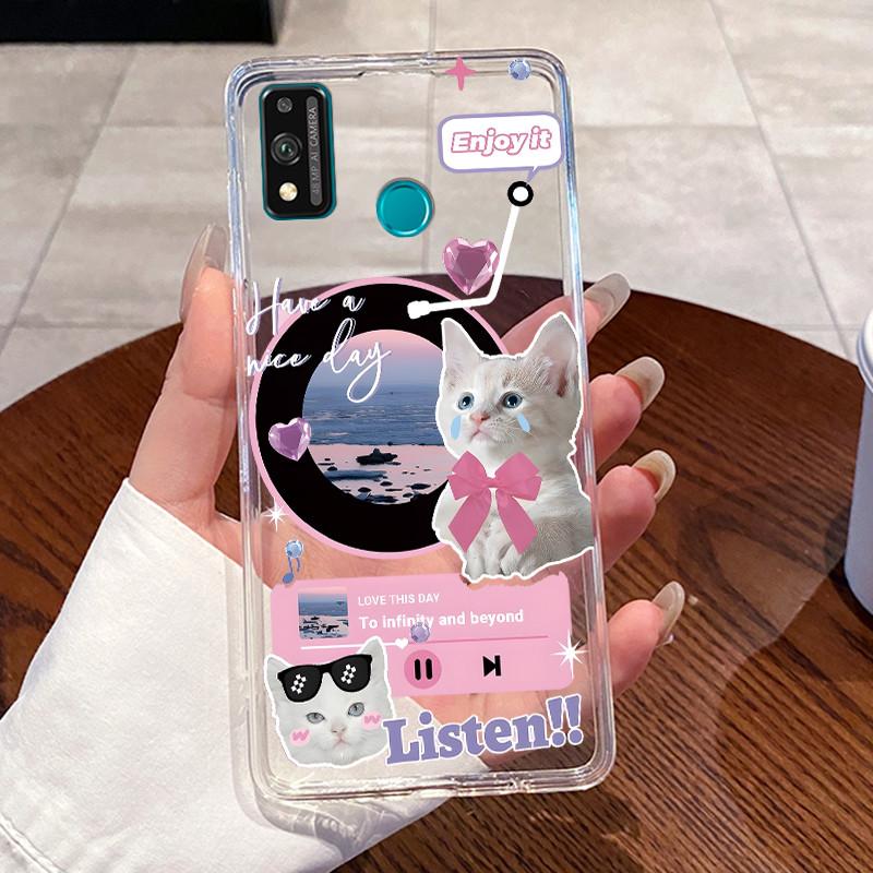 Jelly Casing For Honor 9X Lite 9XLite Capa Coque Clear Silicone Soft TPU Back Cover Cute Cat Rabbit Heart Protective Case Fundas