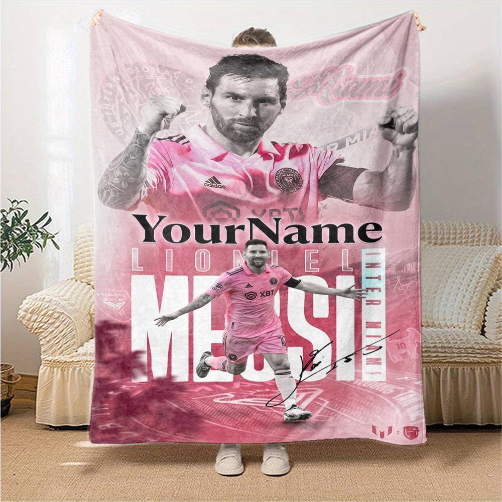 Messi Customize Your Name Blanket Cozy Customizable Blanket Ultra-Soft Great for Livingroom Chair Couch Picnics Ideal for All Seasons