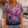 Summer Women's Short Sleeved New Flower Animal Painting 3D Printed Short Sleeved T-shirt