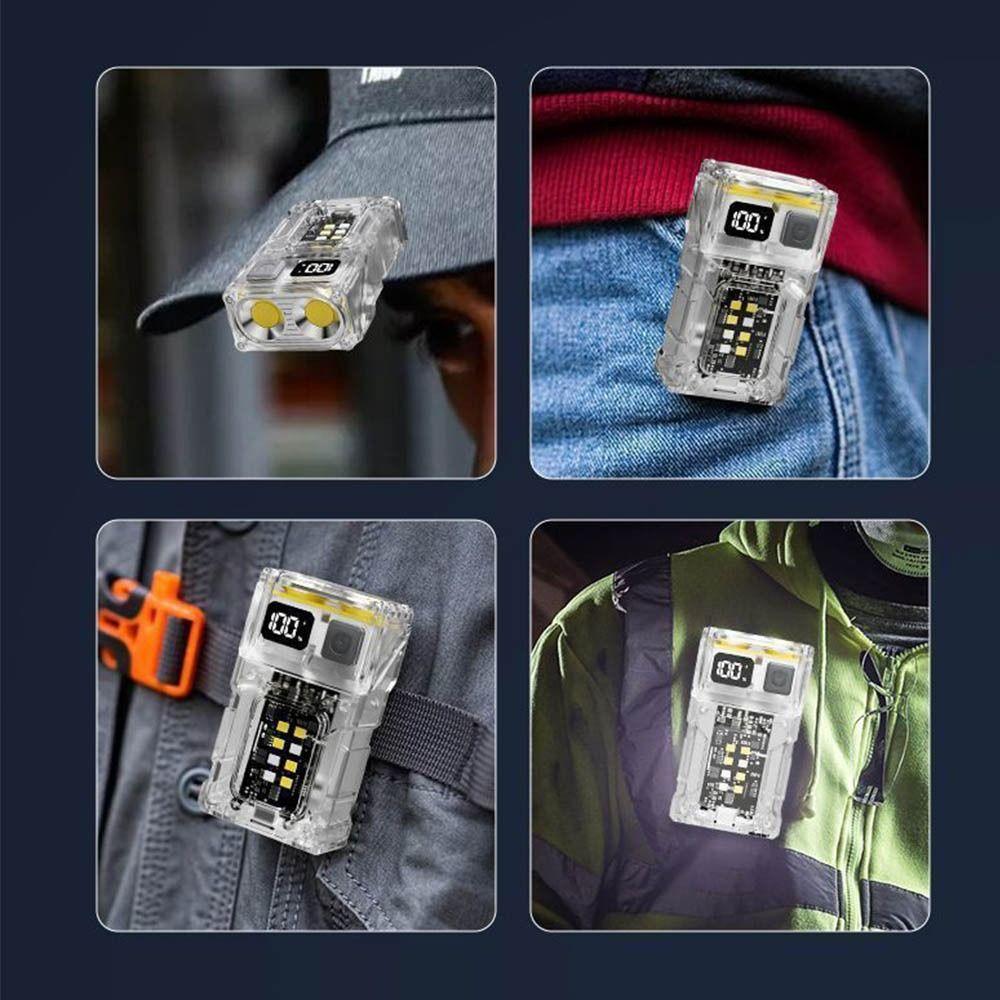 LED Display Fluoresce Flashlight Rotatable Head Portable Torch Mini Hat Clip Light  Night Running