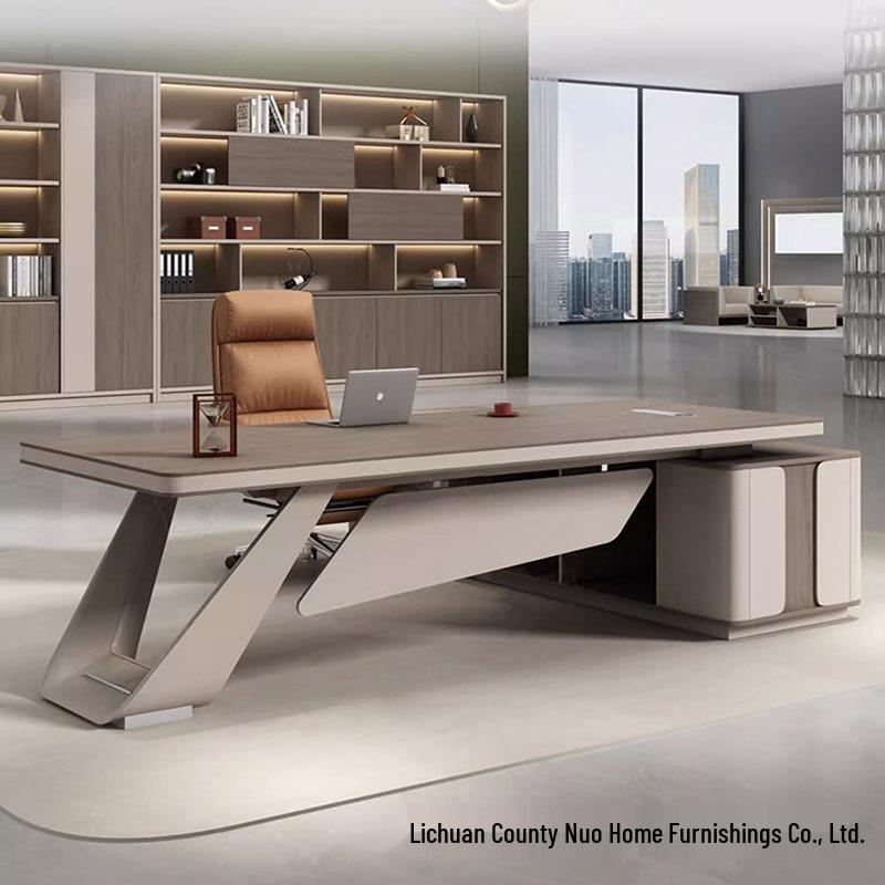 Modern Simple Executive Desk and Chair Set: Large Office Furniture for Presidents and Managers