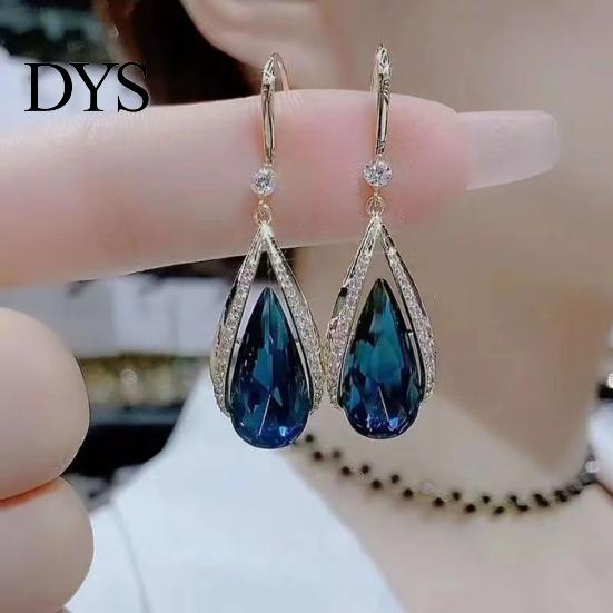 Pendant Earrings 1 Pair Hook High-class Temperament Elegant Rhinestone Gift Women Faux Purple Crystal Waterdrop Dangling Fashion Jewelry