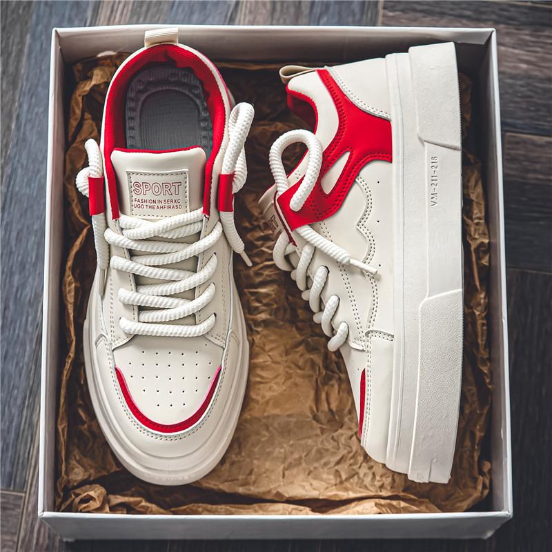 New Popular Fashion Comfortable Casual Versatile Simple Color Blocked Breathable Sports Anti Slip Men's High Top Board Shoes