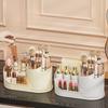 Rotating Makeup Brush Organizer Multifunctional Cosmetic Storage for Lipstick Eyeshadow Brushes Luxury Plastic Cream White Pink