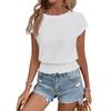 Ladies' Fashionable Round-neck Solid-color Short-sleeved Shirt With Cutout For Summer
