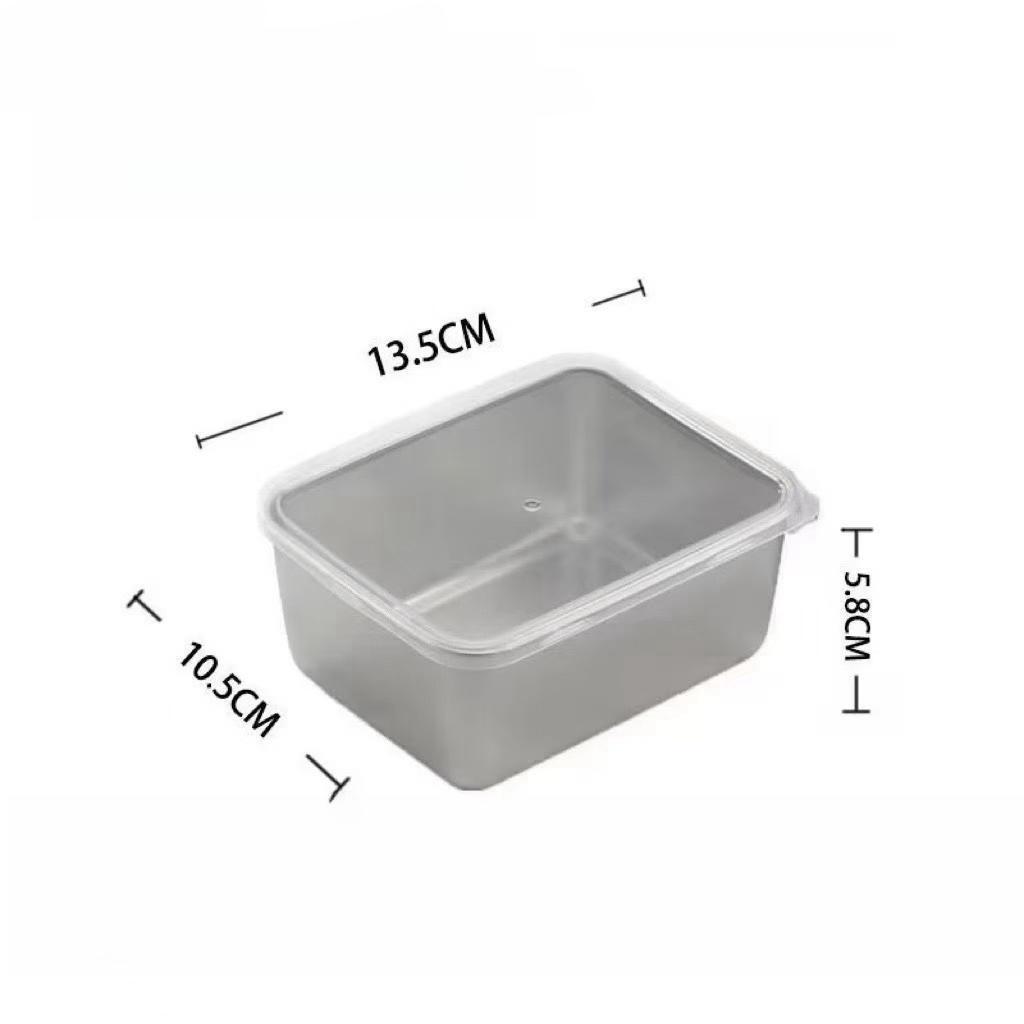 Stainless Steel Food Container with Cover Small Thicken Fresh-keep Food Fruit Lid Sealed Storage Box Kitchen Fridge Organizer