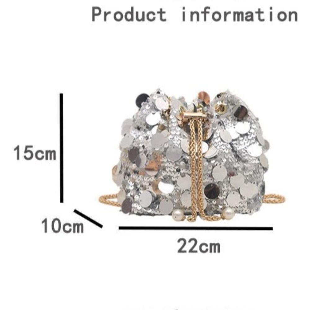 Shiny Glitter Evening Banquet Bag Blingbling Tassel Large Capacity Sequin Shoulder Bag Light Luxury Metal Chain