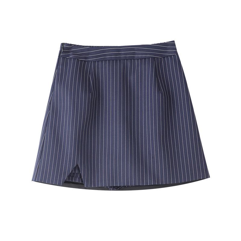 

Стиль инфлюенсера Приталенная рубашка в полоску с отложным воротником и юбка миди Комплект из двух предметов для женщин больших размеров M 90-105 jin