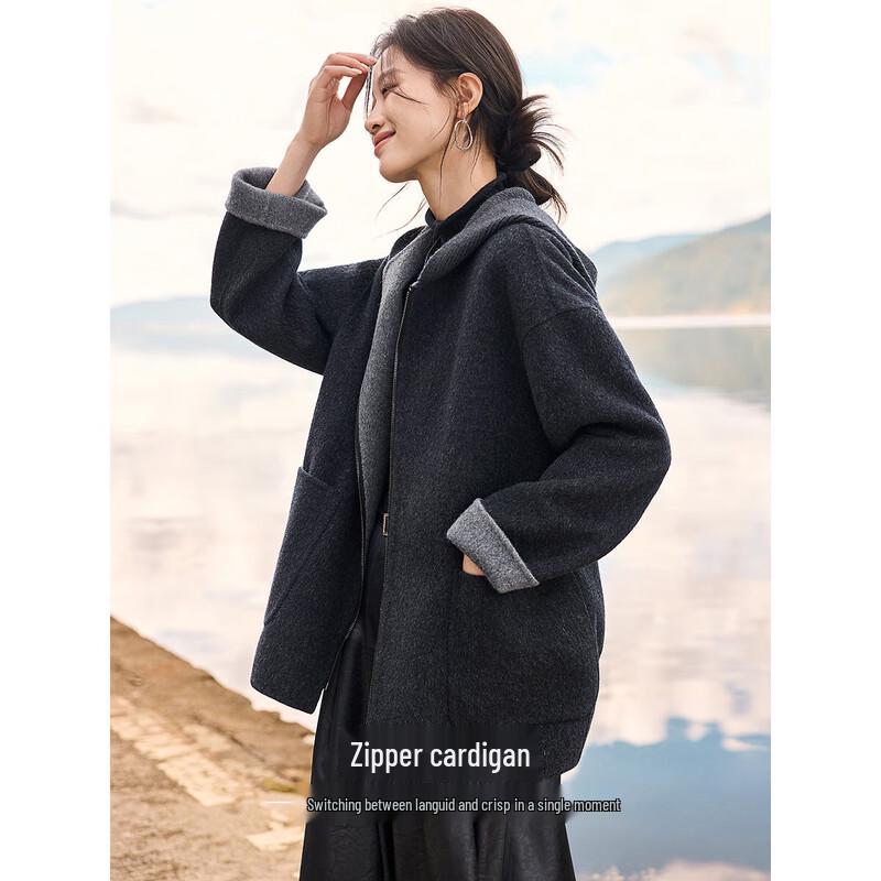 Women's Reversible Hooded Double-Faced Wool Coat