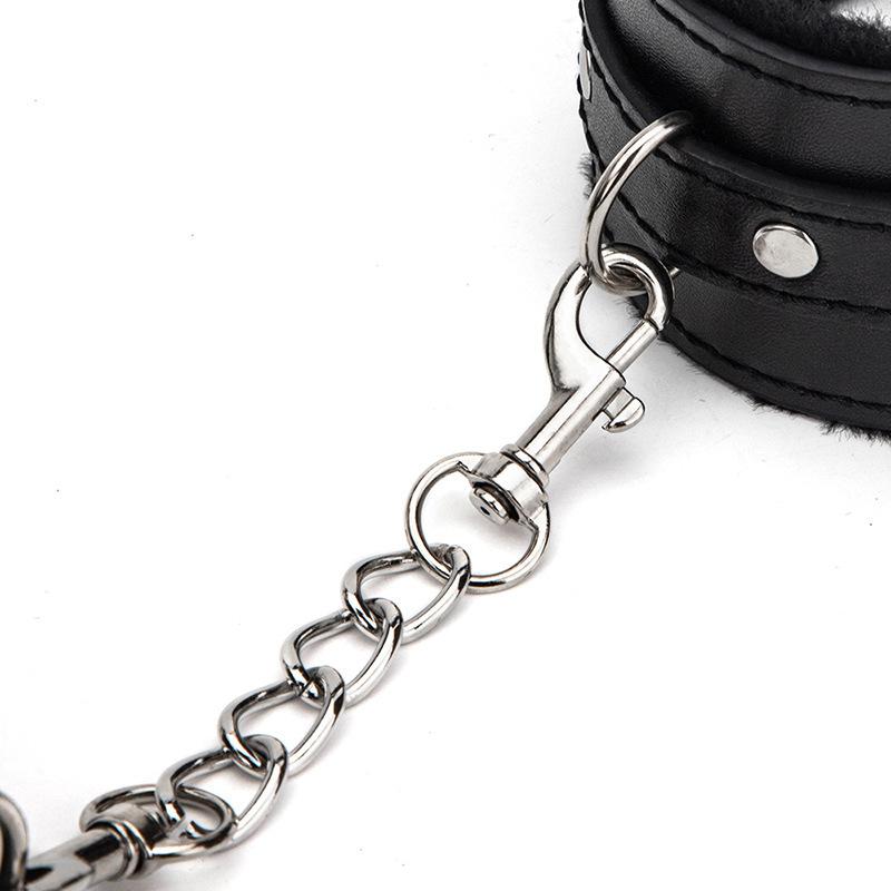 Sex toys sm props anti-back bondage cross buckle plush 3-piece set sm tuning binding handcuffs foot cuffs adult self bondage