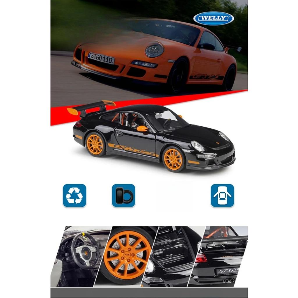 Welly 1/24 Porsche 911 GT3 RS Alloy Racing Car Model Diecast Metal Track Sports Car Vehicles Model High Simulation Kids Toy Gift