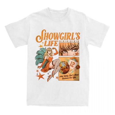 Taylor Swift "Showgirl's Life" Retro Disco T-Shirt, Unisex Swiftie Fan Streetwear Tee, 100% Cotton Casual Short Sleeve Top