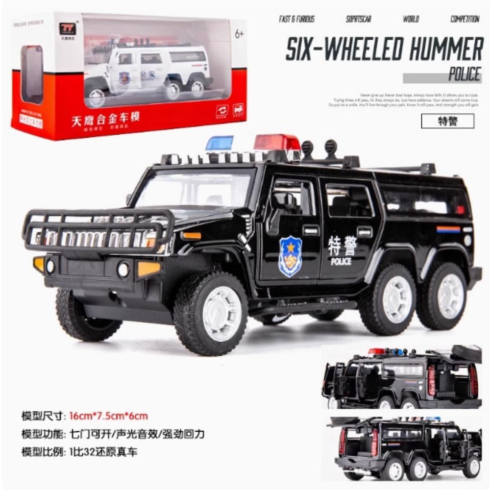 1:32 High Simulation Hummer Lengthen Polices Car Model Diecast Toy Vehicles Alloy Toy Car Kid Toys Christmas A201
