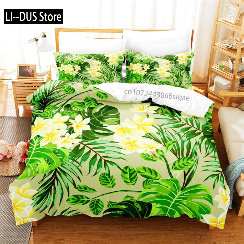 Tropical Green Plant Bedding Set Duvet Cover Set 3d Bedding Digital Printing Queen Size Bedding Set Fashion Design