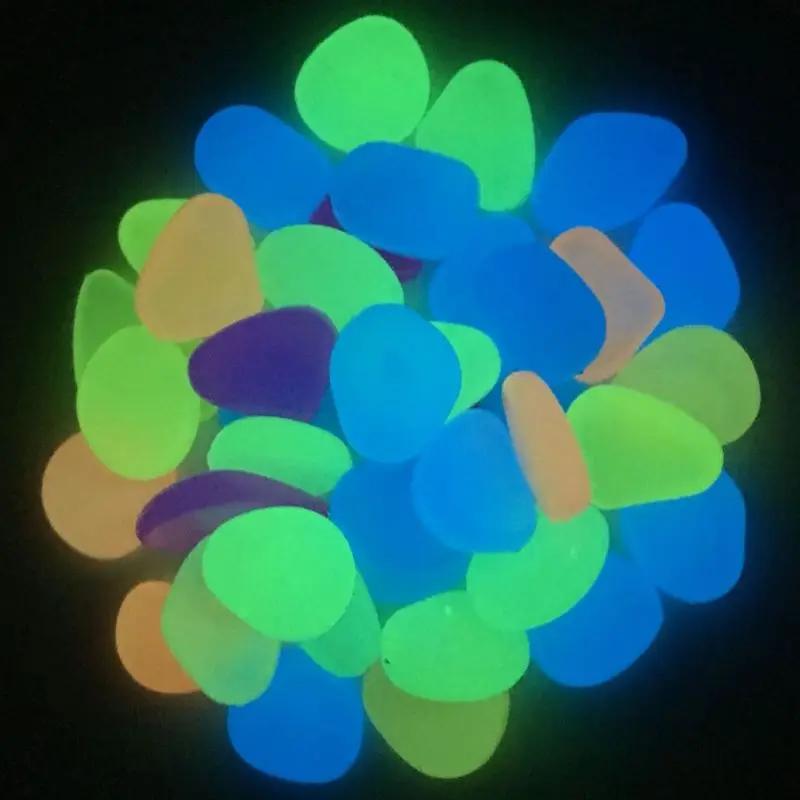 100pcs Glow In the Dark Garden Pebbles Glow Stones Rocks for Walkways Garden Path Patio Lawn Garden Yard Decor Luminous Stones