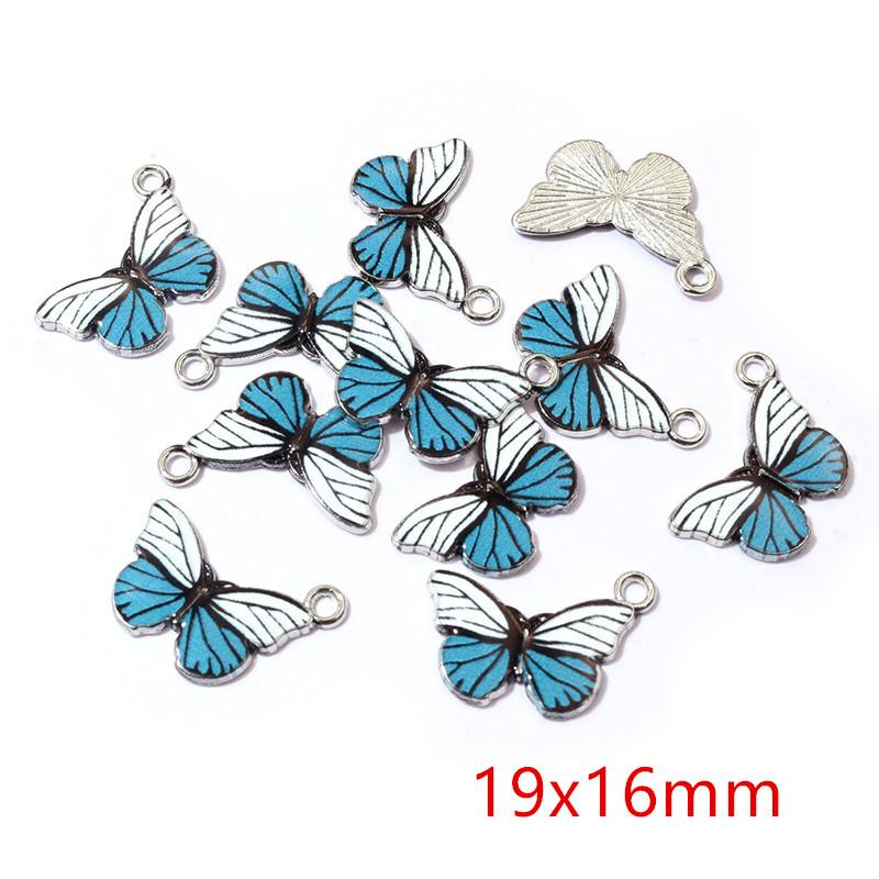 10pcs 21x15mm 19x16mm Colorful Butterfly Charms Pendant Enamel Metal Charms Necklace Bracelet DIY Jewelry Making Accessories