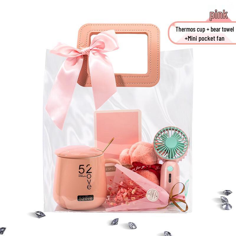 Versatile Ceramic Gift Set Ceramic Cup, Spoon, Towel, Small Fan Set