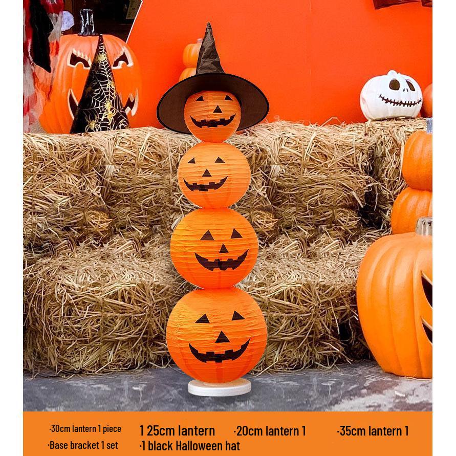 Luminous DIY Halloween Pumpkin Lantern Decoration for Kindergarten Window Display.