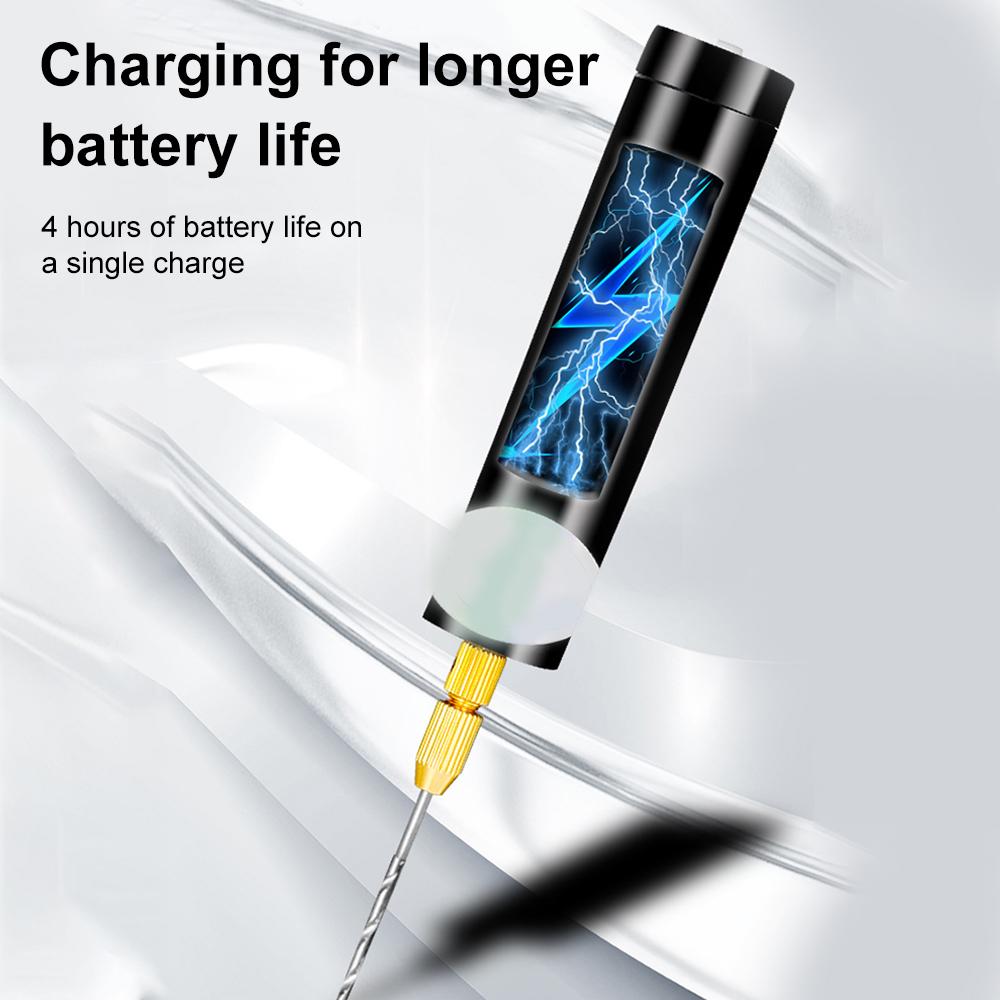 Mini Alloy Electric Drill USB Rechargeable Electric Drill 3 -speed Control Woodworking Process Engraving Tools Hand-held Black