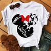 T-shirt ample mignon Disney à manches courtes pour femme avec tête de Mickey Mouse imprimée Mode Motif Haut en Coton