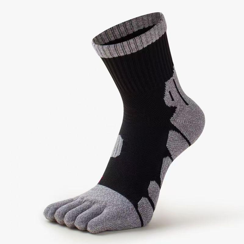 Men's Five-Toe Thick Terry Socks - Breathable, Sweat-Absorbent, Anti-Odor, Ideal for Autumn/Winter Outdoor Running