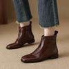 Fashion NEW Autumn/Winter Women Boots Square Toe Chunky Heel Shoes Split Leather Shoes for Women Zipper Ankle Boots Black Modern Boots