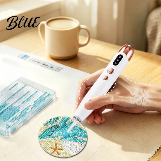 Bead Painting Applicator Electric Rhinestone Art Pen Faux Diamond Pen with Light 2 Creation Supplies Suction Levels Rechargeable Wireless