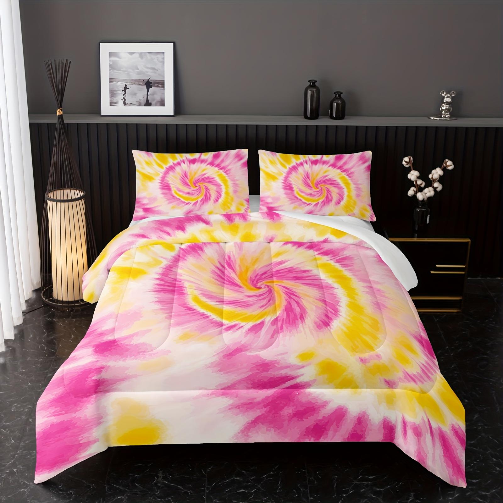

Dark Tie Dye Bedding Sets, Yellow Fission Graffiti Bedding Set for Your Room, Abstract Soft Lightweight Duvet Cover Set Duvet Cover Set&EU Single(135x200cm)
