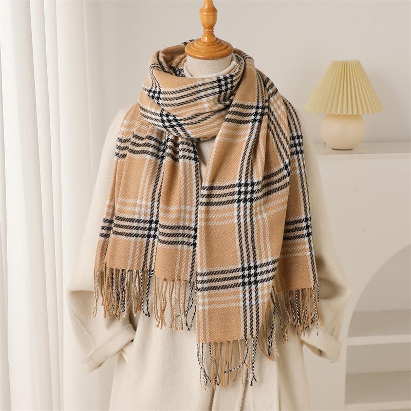 Maillard Style Sub-autumn and Winter Warm and Cold Scarf Shawl Commuting Versatile Couple Fringed Imitation Cashmere Scarf