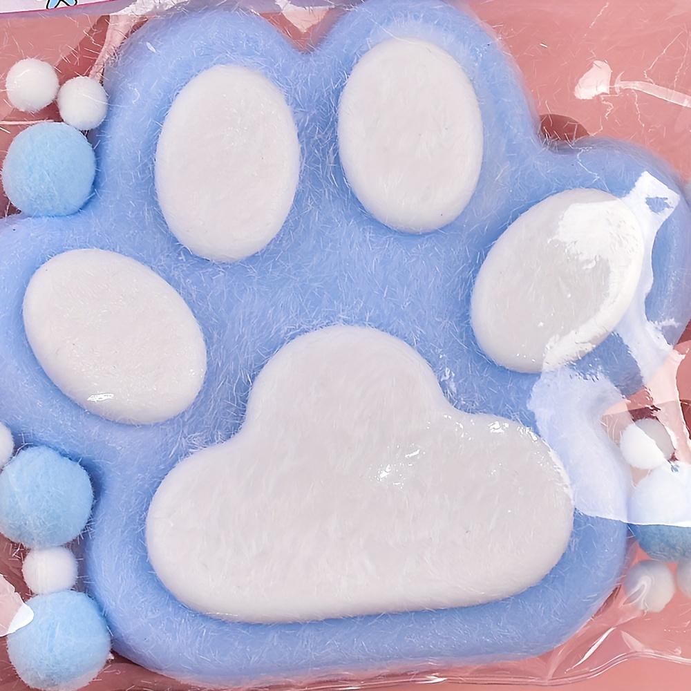 Pluizig Blauw Kattenpootje Squishy Speelgoed met Pompom Zacht TPR Knijp Fidget Speelgoed Stressverlichting Zak Decompressie Cadeau voor Kinderen