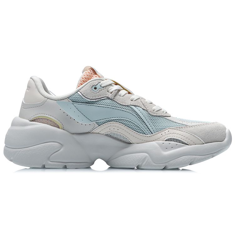 Li Ning Classic Casual Low Top Running Shoes Women Sneakers Light-Blue Gray AGCR166-2
