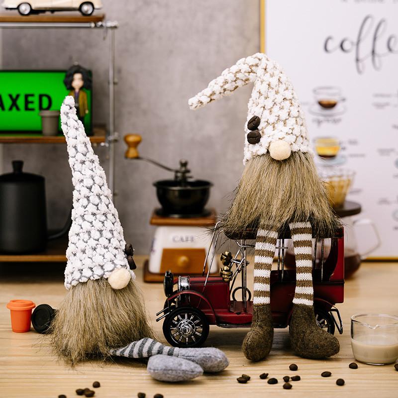 Leg Hanging Enchanting Coffee Gnome Character In Soft Polyester For Styling Home