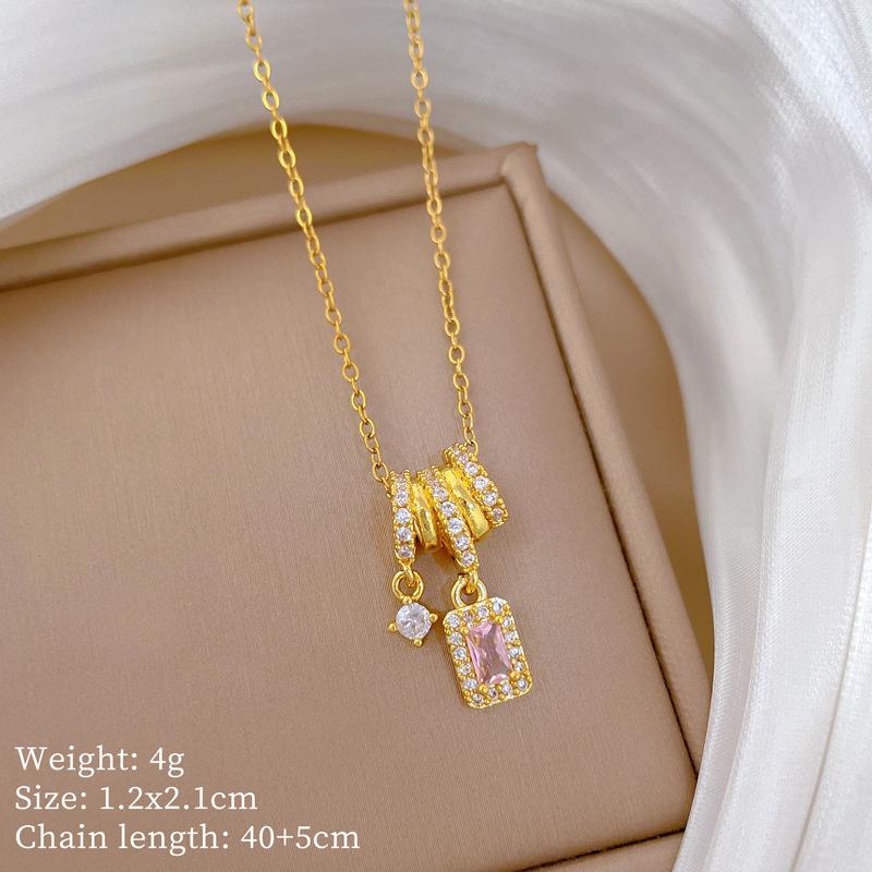 Kupfer-Mikro-Intarsien Leichter Luxus Mode Persönlichkeit Temperament Wunderschöne Voll-Diamant-Halskette Damen Vielseitige Schlüsselbein-Kette Titanstahl