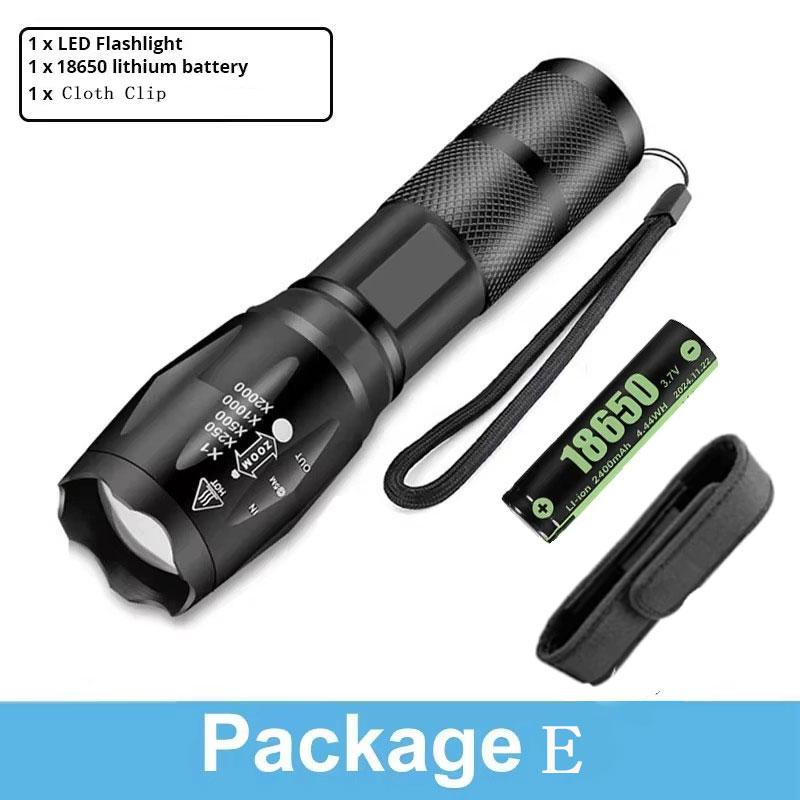 Powerful LED Torch Outdoor handheld Flashlight Portable Telescopic Zoom Camping Waterproof Tactical Flashlight Work Lamp