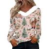 Langermede skjorter for kvinner Søte topper juletrykk T-skjorter Bluser Uformell Pluss størrelse Basic Topper Pullover